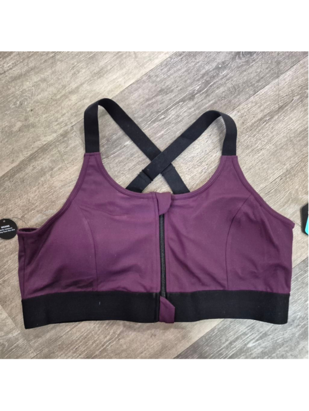 Women's LuLaRoe Plus 2X Purple & Black Front Zip Sports Bra